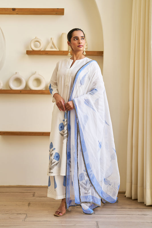 Mist Blue Flower Suit Set