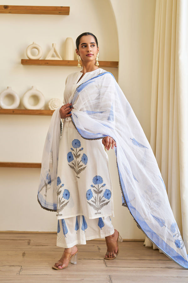 Mist Blue Flower Suit Set