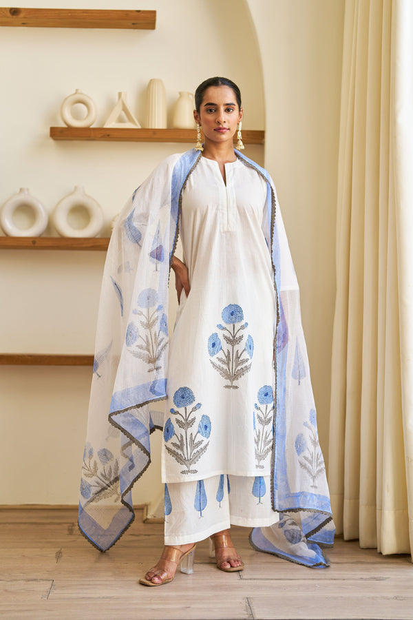 Mist Blue Flower Suit Set