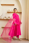 Roop Pink Cotton Embroidered Suit Set