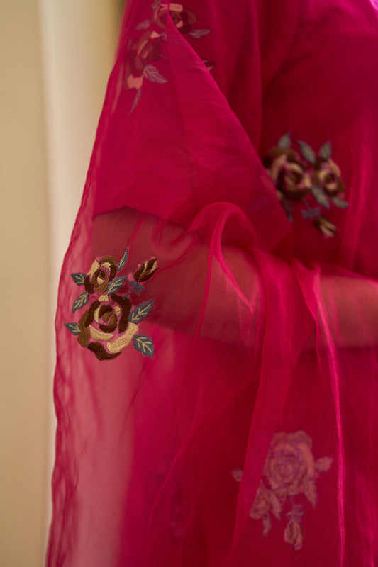 Roop Pink Cotton Embroidered Suit Set