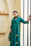 Saaz Teal Green Doria Embroidered Kurta Set