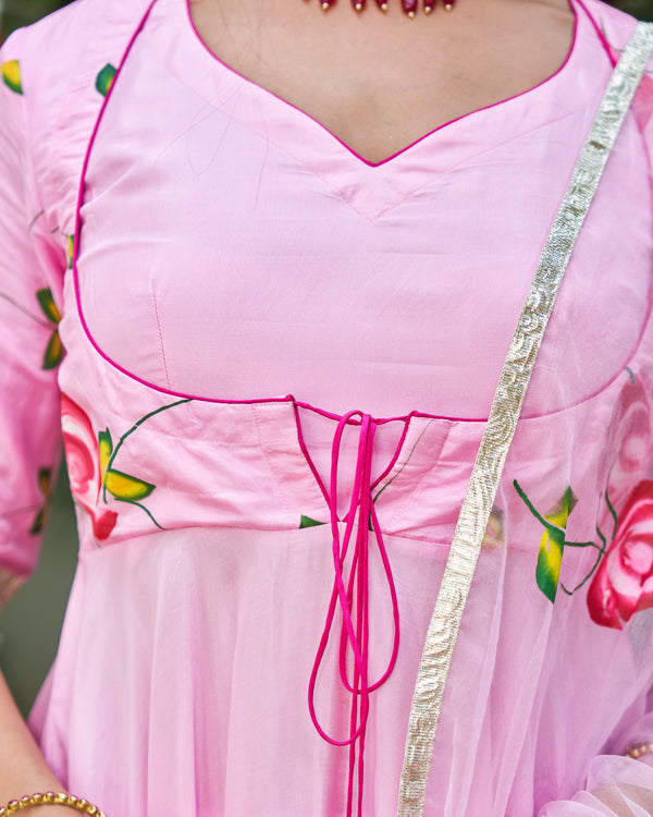 Ruhani Gulabi Handpainted Suit Set