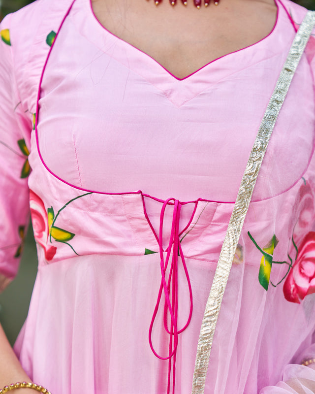 Ruhani Gulabi Handpainted Suit Set