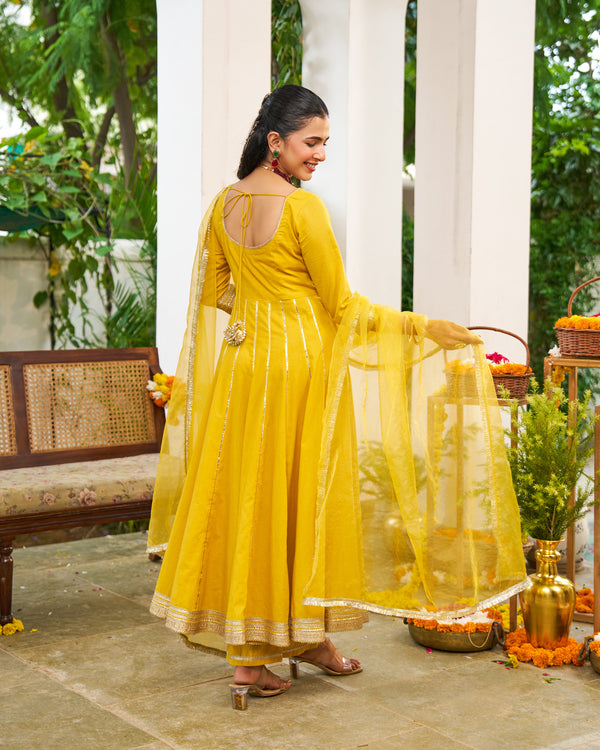 Maya Yellow Anarkali Suit Set