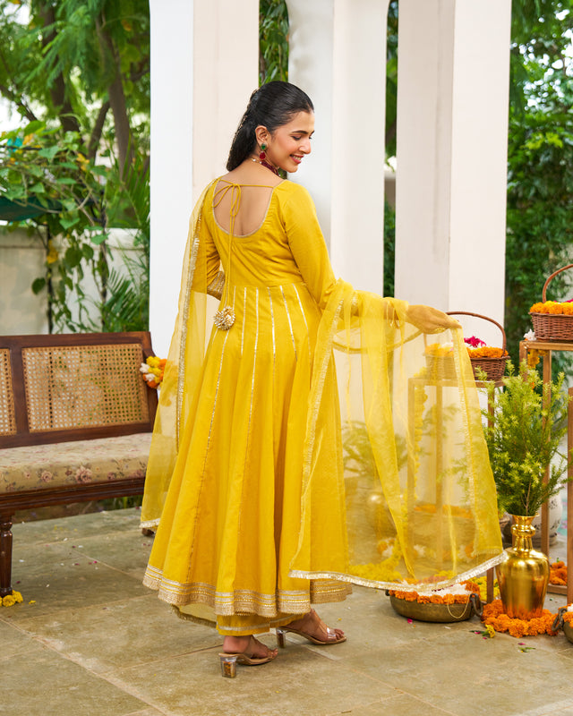 Maya Yellow Anarkali Suit Set