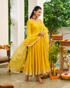 Maya Yellow Anarkali Suit Set