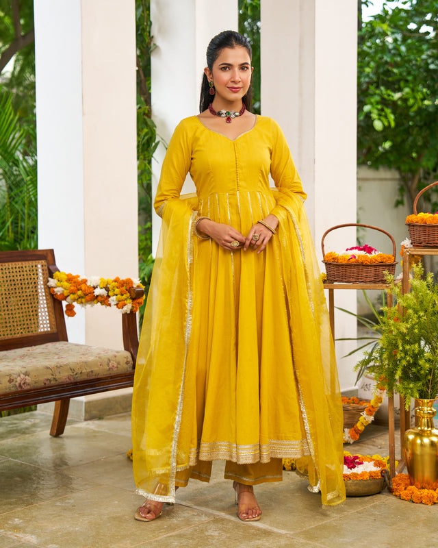 Maya Yellow Anarkali Suit Set