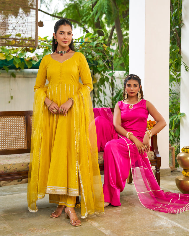 Maya Yellow Anarkali Suit Set