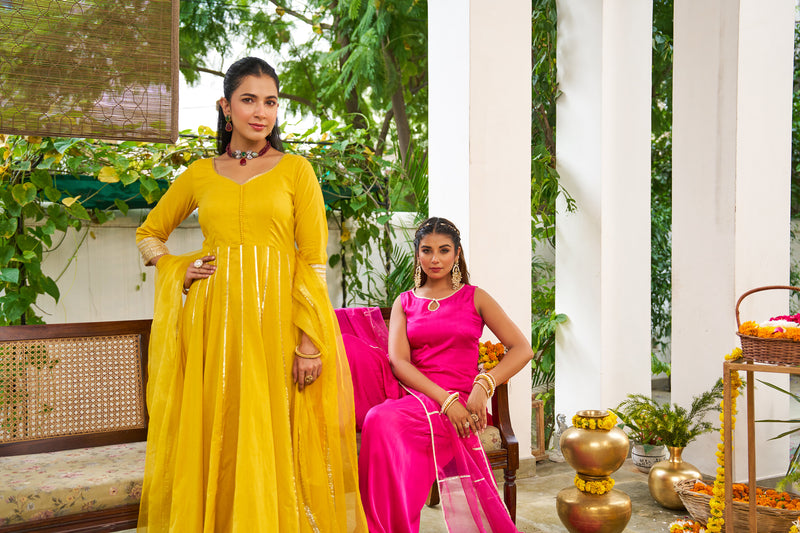 Maya Yellow Anarkali Suit Set