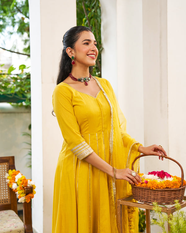 Maya Yellow Anarkali Suit Set