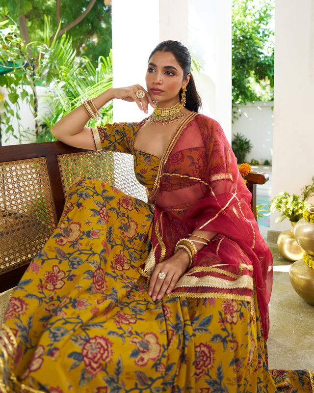 Floral printed lehenga set