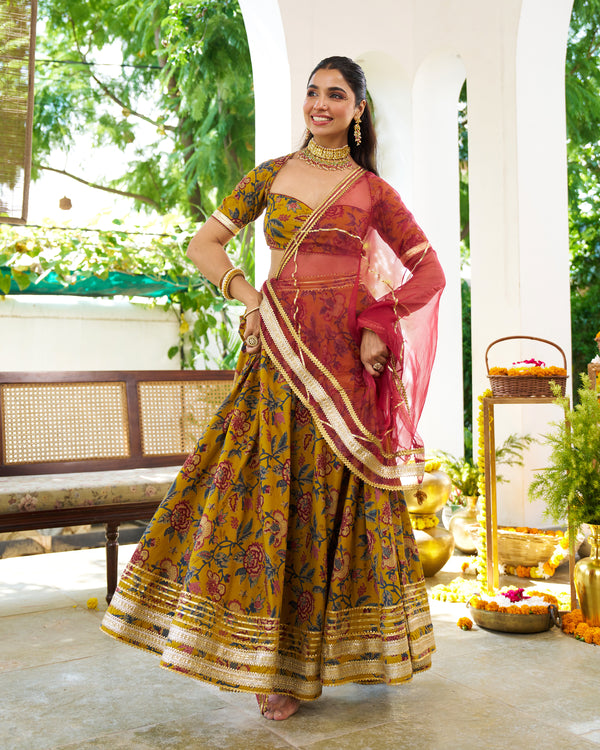 Floral printed lehenga set