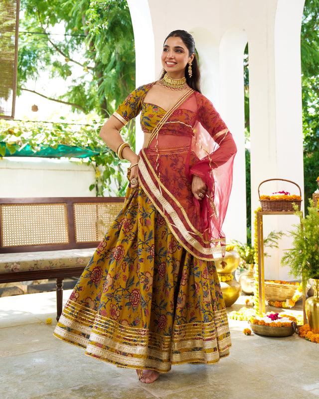 Floral printed lehenga set