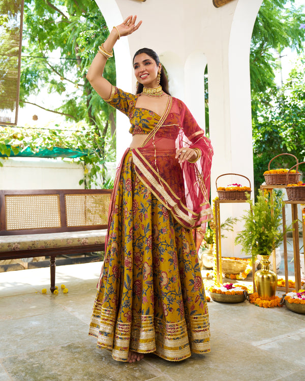 Floral printed lehenga set