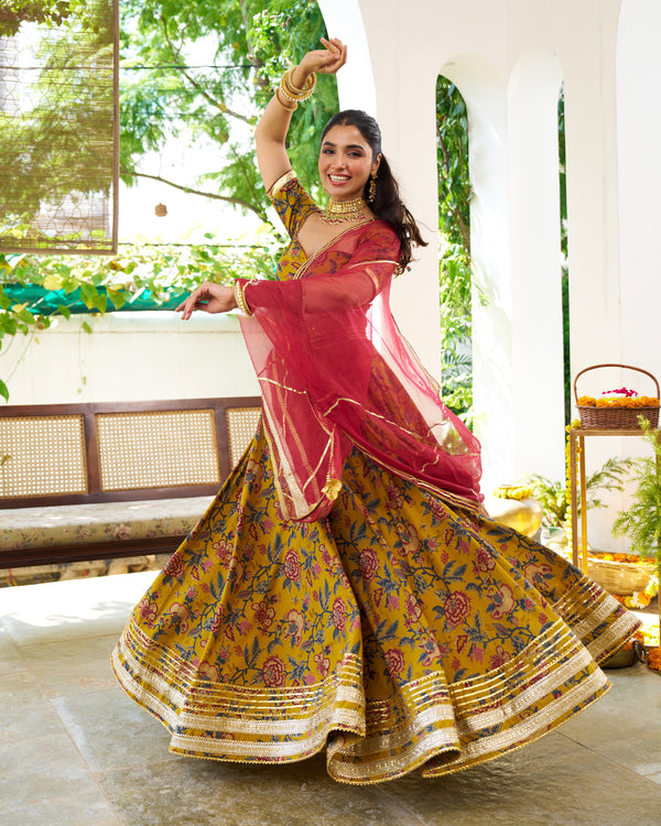 Floral printed lehenga set