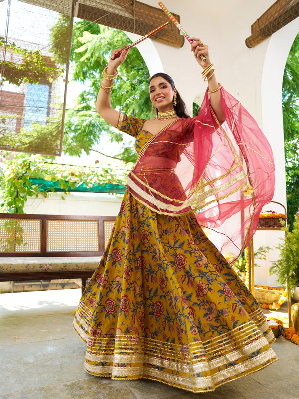 Floral printed lehenga set