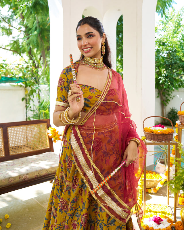 Floral printed lehenga set