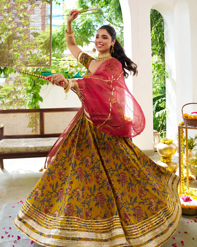 Floral printed lehenga set
