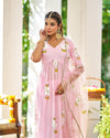 Aalaya Pink Handpainted suit set