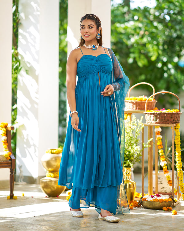 Ruby Teal Blue Suit Set