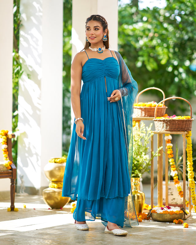 Ruby Teal Blue Suit Set