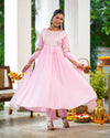 Mary Pink flared Kurta Suit Set