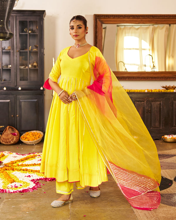 Noorani Cotton Yellow Suit Set