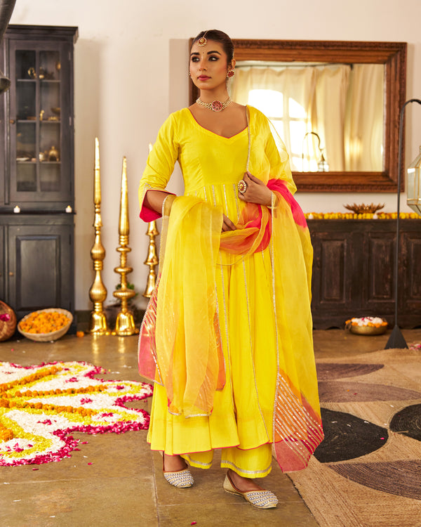 Noorani Cotton Yellow Suit Set