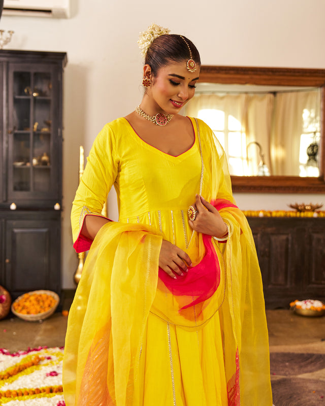 Noorani Cotton Yellow Suit Set