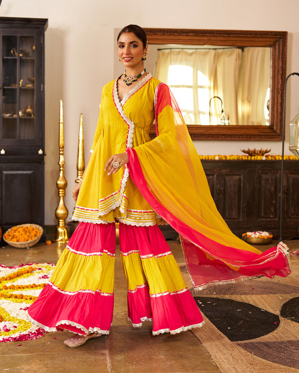 Mustard Mogra Cotton Suit Set