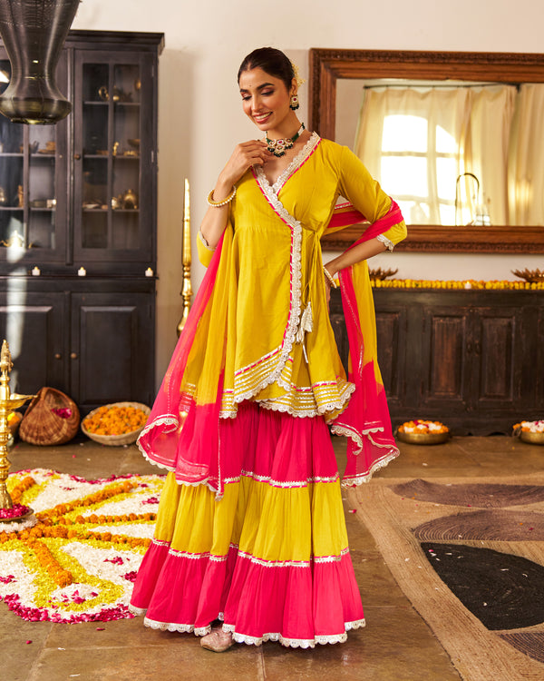 Mustard Mogra Cotton Suit Set