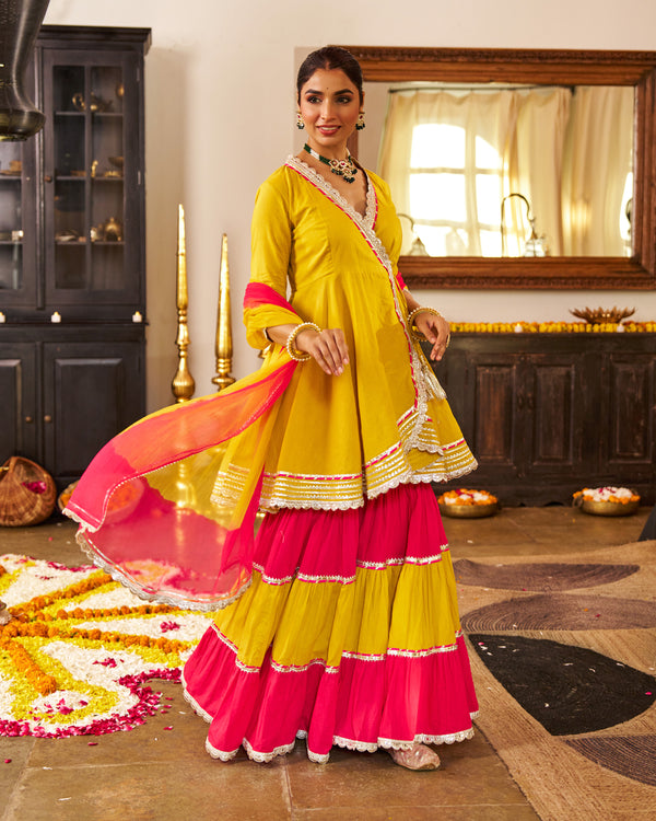 Mustard Mogra Cotton Suit Set