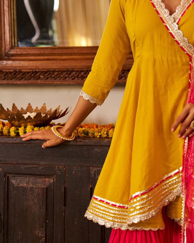 Mustard Mogra Cotton Suit Set