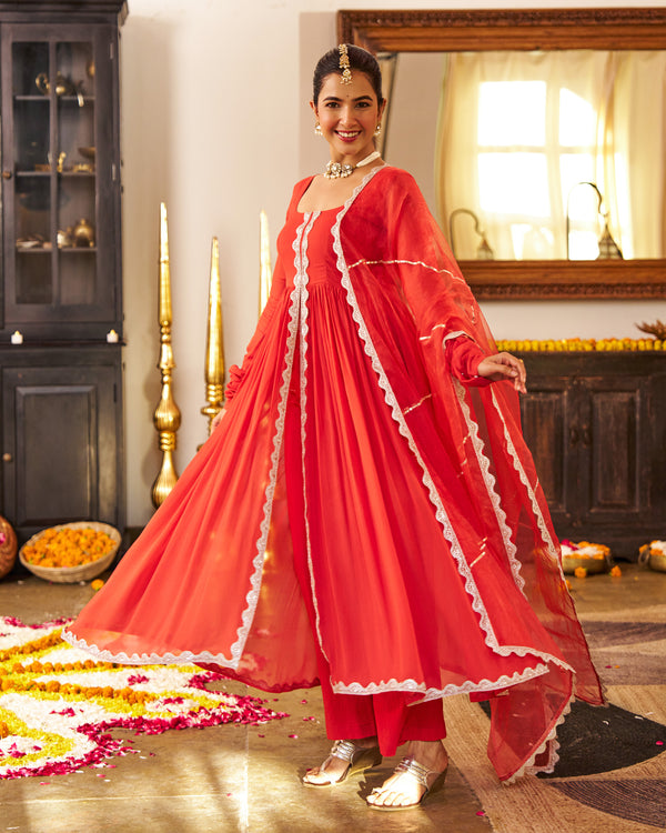 Mehka Rust Anarkali Suit Set