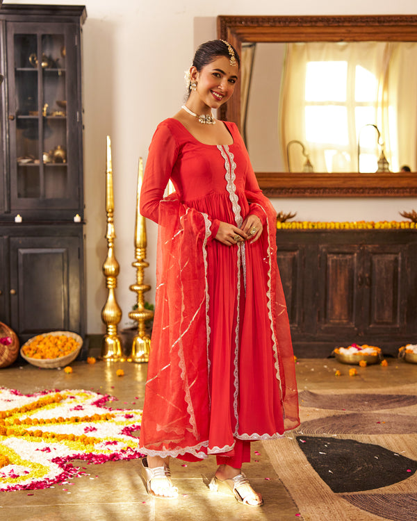Mehka Rust Anarkali Suit Set