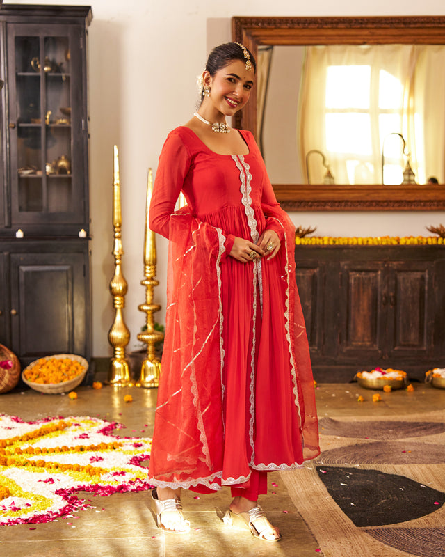 Mehka Rust Anarkali Suit Set