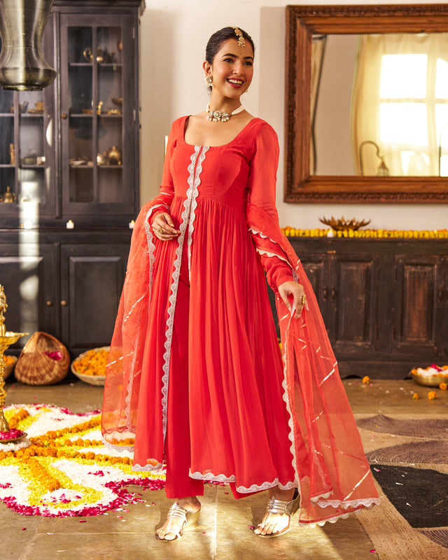Mehka Rust Anarkali Suit Set