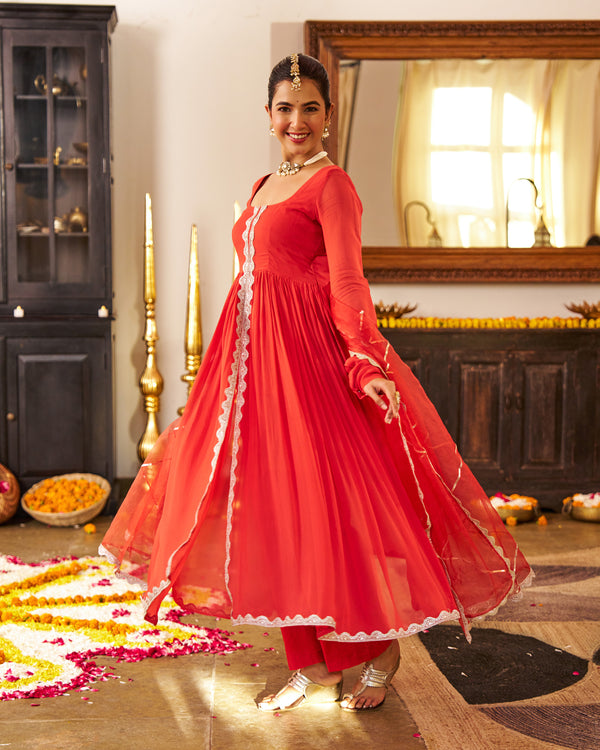 Mehka Rust Anarkali Suit Set