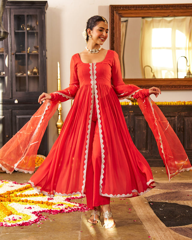 Mehka Rust Anarkali Suit Set