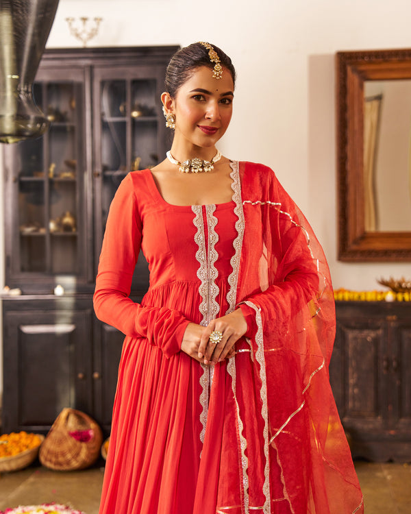 Mehka Rust Anarkali Suit Set