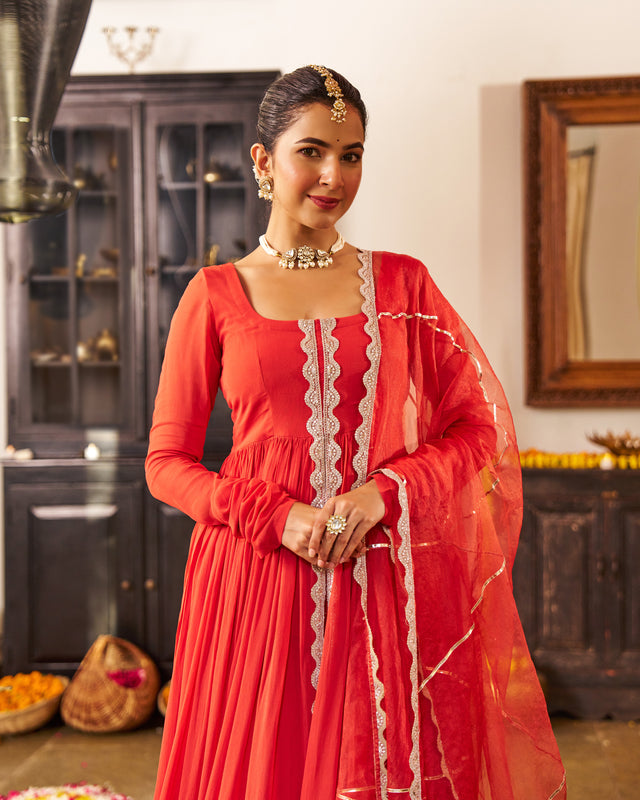 Mehka Rust Anarkali Suit Set