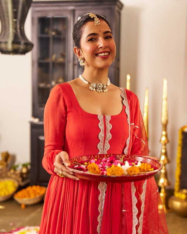 Mehka Rust Anarkali Suit Set