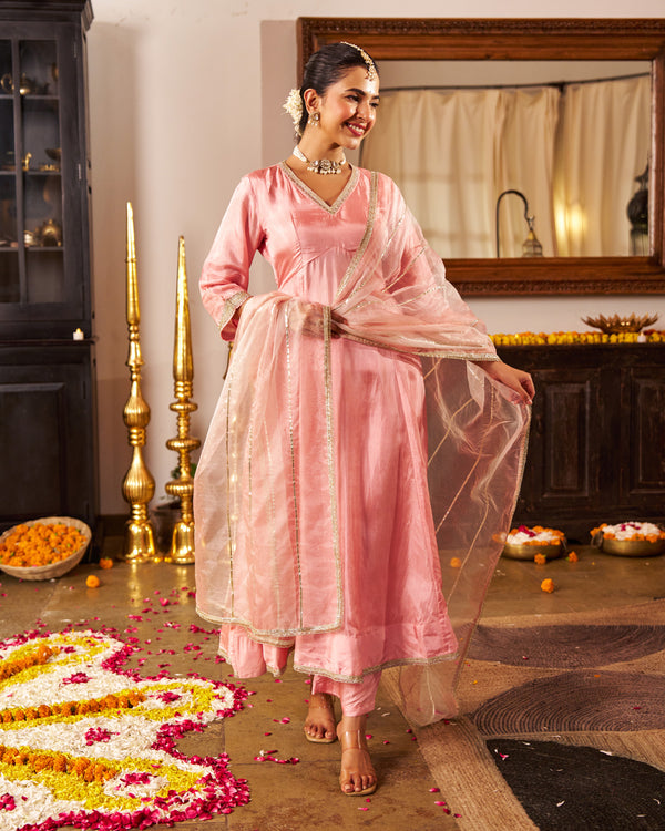 Mausami Baby Pink Anarkali Suit Set