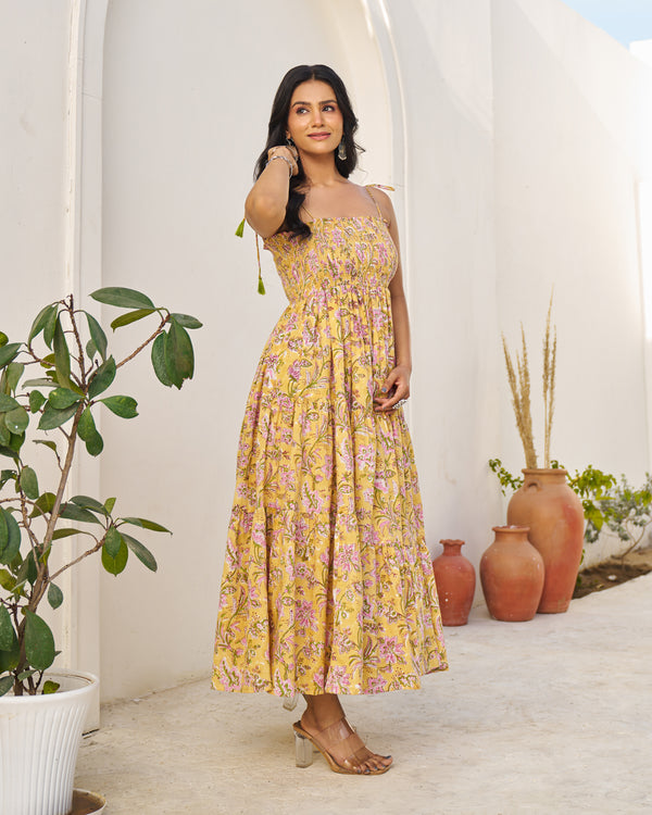 Dreamy Handblock Tiered Dress