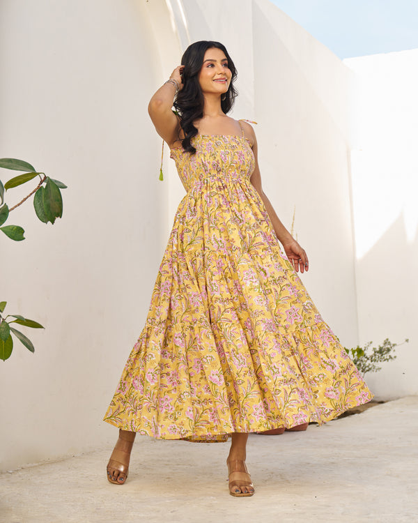 Dreamy Handblock Tiered Dress