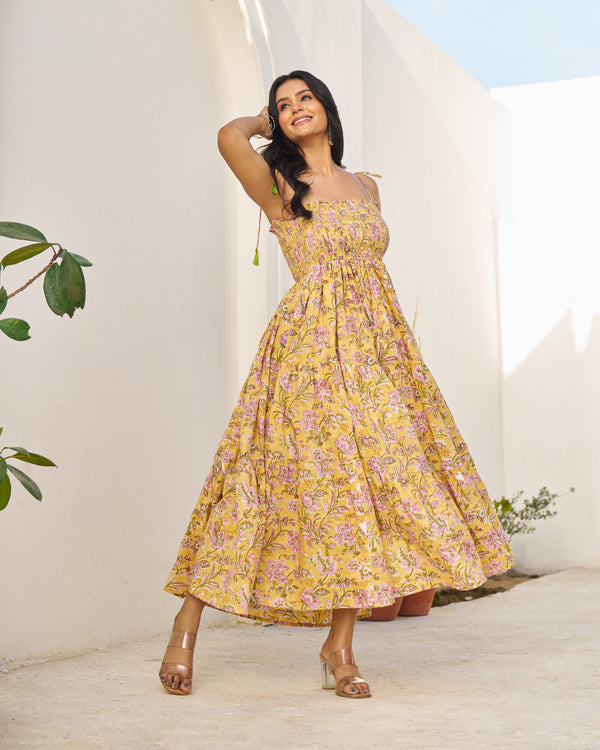 Dreamy Handblock Tiered Dress