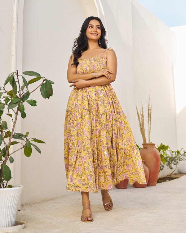 Dreamy Handblock Tiered Dress