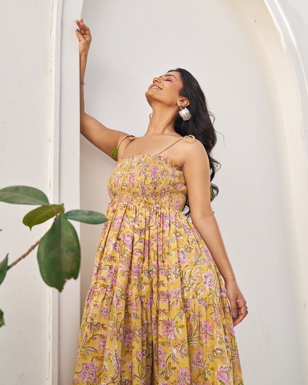 Dreamy Handblock Tiered Dress