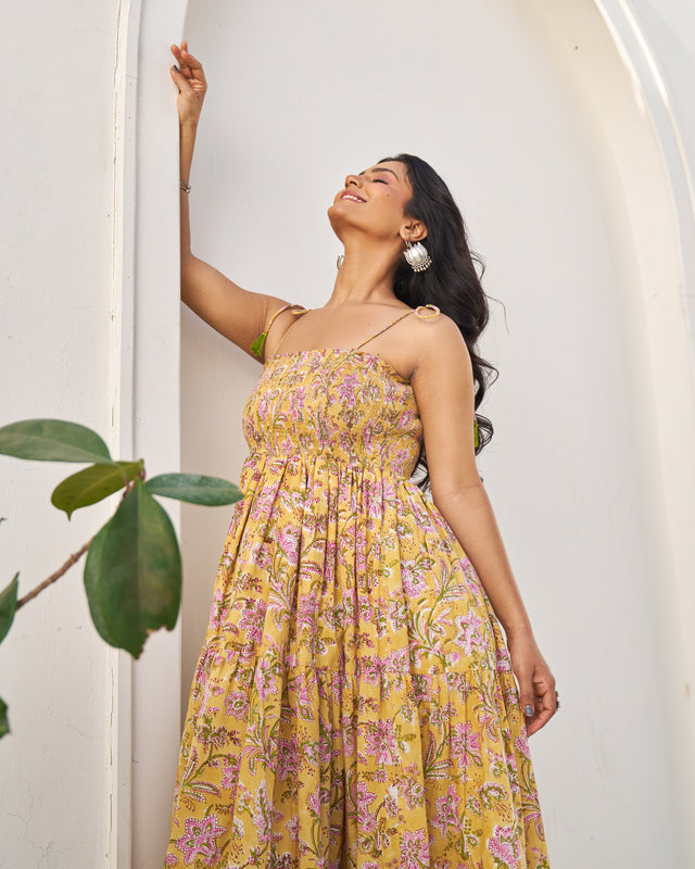 Dreamy Handblock Tiered Dress